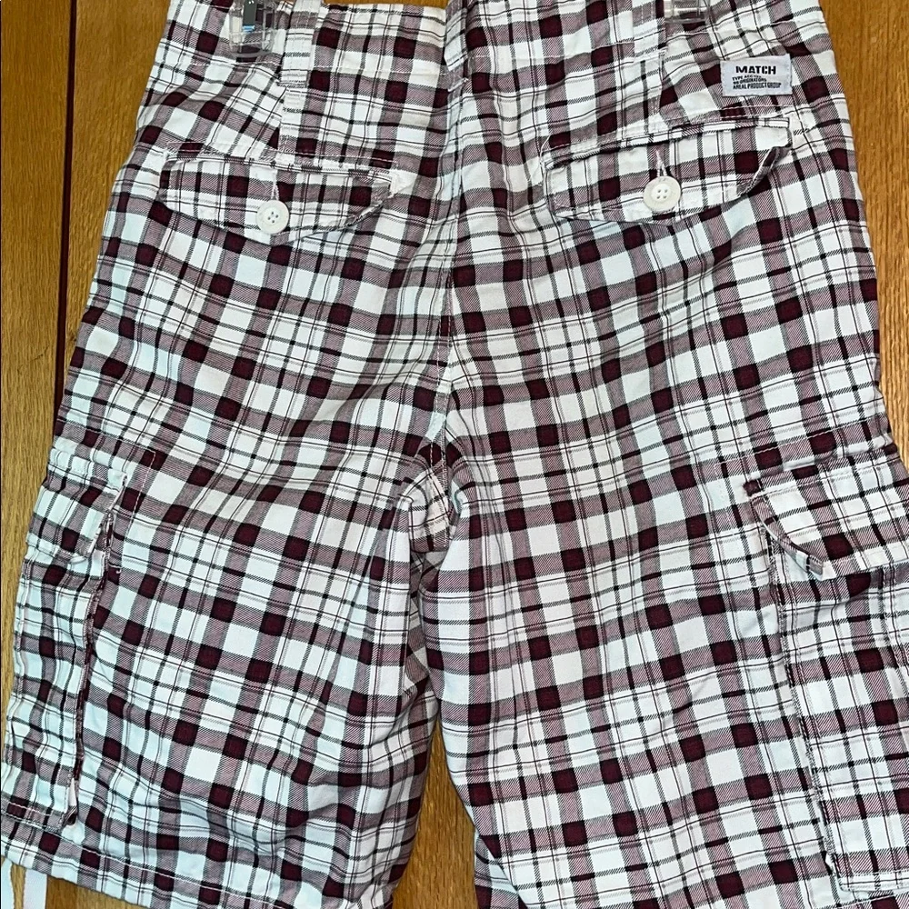 Matchstick Match size 32 Men Loose Fit Plaid Twill Cargo Shorts 6 Pockets VGUC